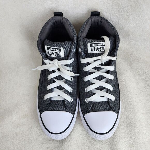 Converse All Star Mid Top Grey Canvas Lace Up Skate Shoes Size Mens 8 Women 10 - Picture 2 of 15